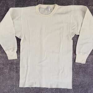 Men's Morgan White Waffle Knit Thermal Long Sleeve Cotton Base Layer Shirt Sz L